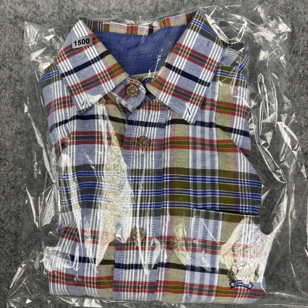Cinch Western Shirt Boys Medium Plaid Long Sleeve Cowboy Rodeo Button Up Country